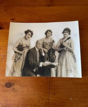 Vintage Black White Musicians Photograph Accordion Guitar Music Group Portrait